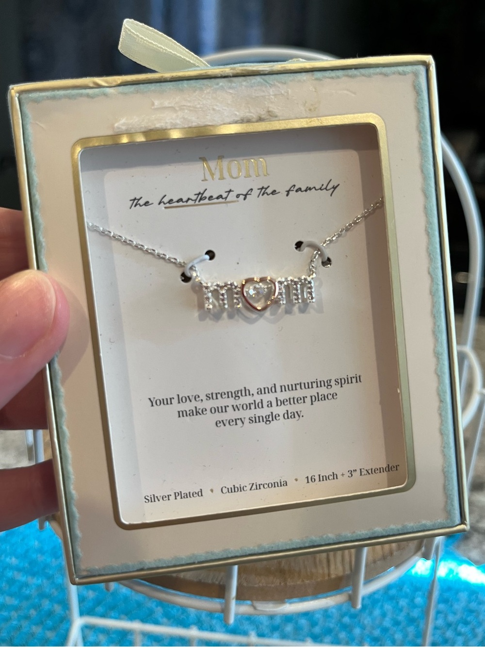 Mom The Heartbeat of the Family Silver Plated Necklace